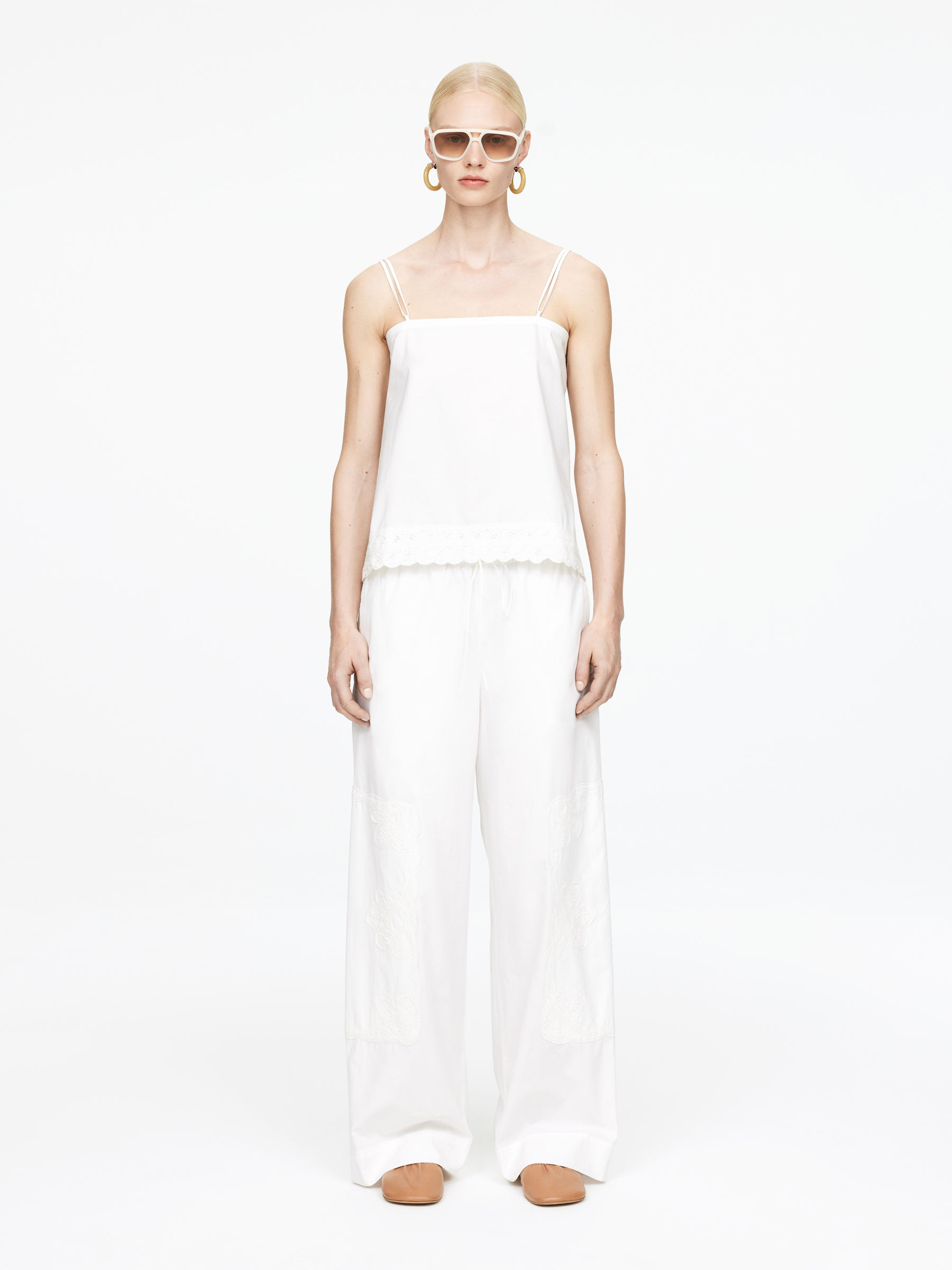 Embroidered Trousers-#F4F3E9-15352