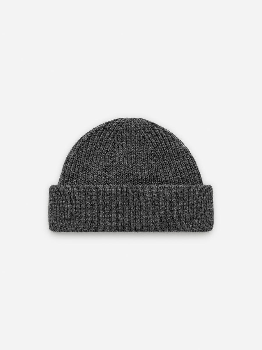 Ribbed Wool Blend Beanie-#494A4F-12925