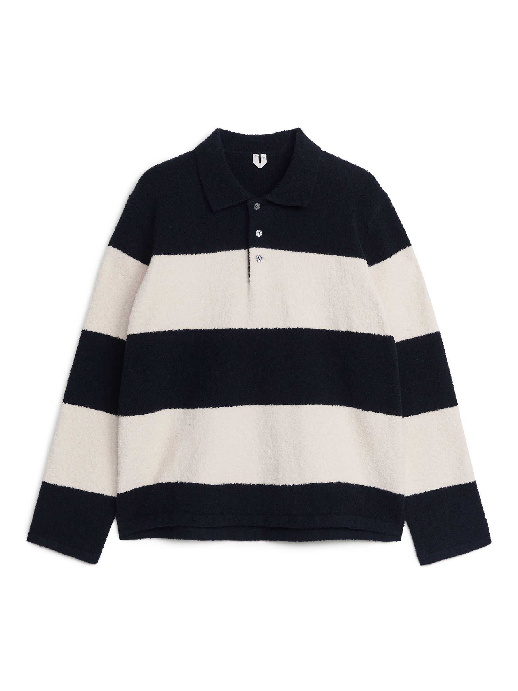 Knitted Polo Shirt - Dark Blue/Light Beige - Regular fit - Men - StillMedia/DescriptiveStillLife - 1