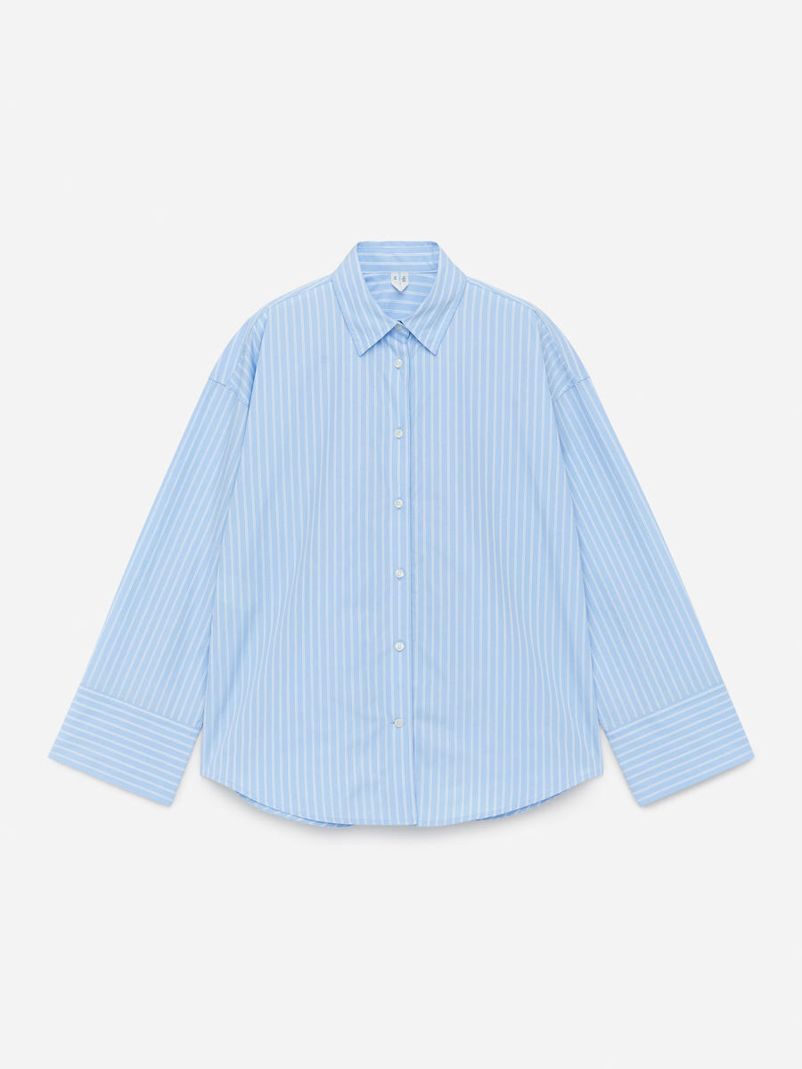 ARKET Women's  Wide-Sleeve Cotton Shirt Blue,  size 42