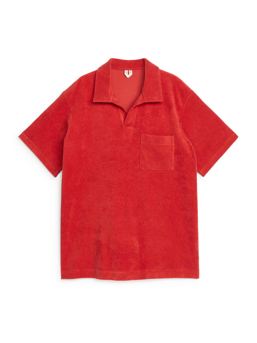 Cotton Towelling Polo Shirt - Red - Regular fit - Men - 0833300019