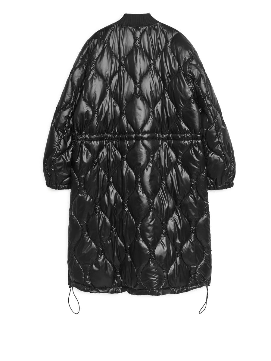 Shiny Quilted Parka-#272628-1482