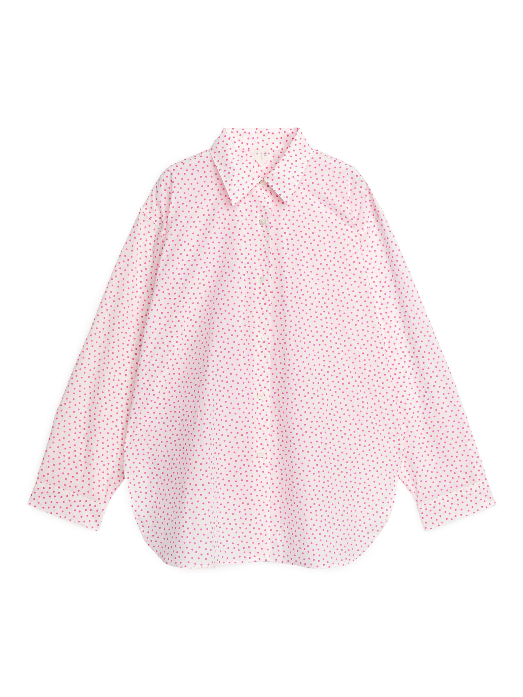 Camicia in popeline dalla vestibilità rilassata - Bianco/Pois rosa - Relaxed fit - Women - StillMedia/DescriptiveStillLife - 1