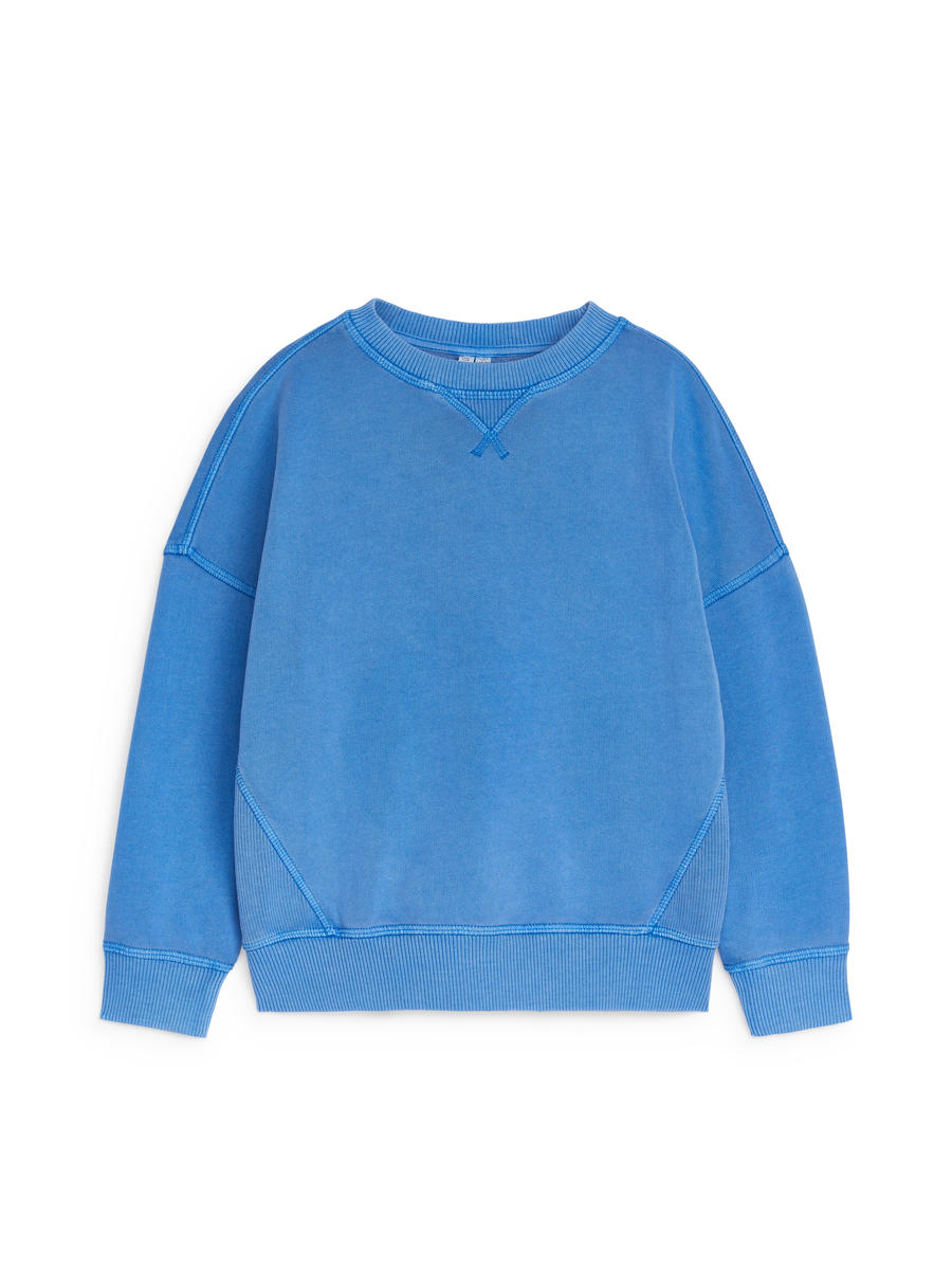 Relaxed Cotton Sweatshirt-#4C72AD-11599