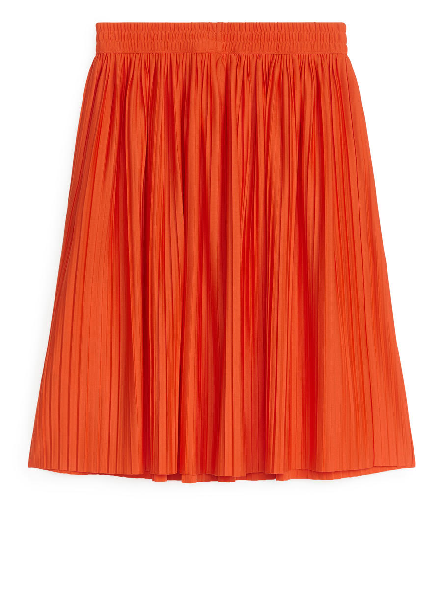 Pleated Midi Skirt-#CB593A-6274