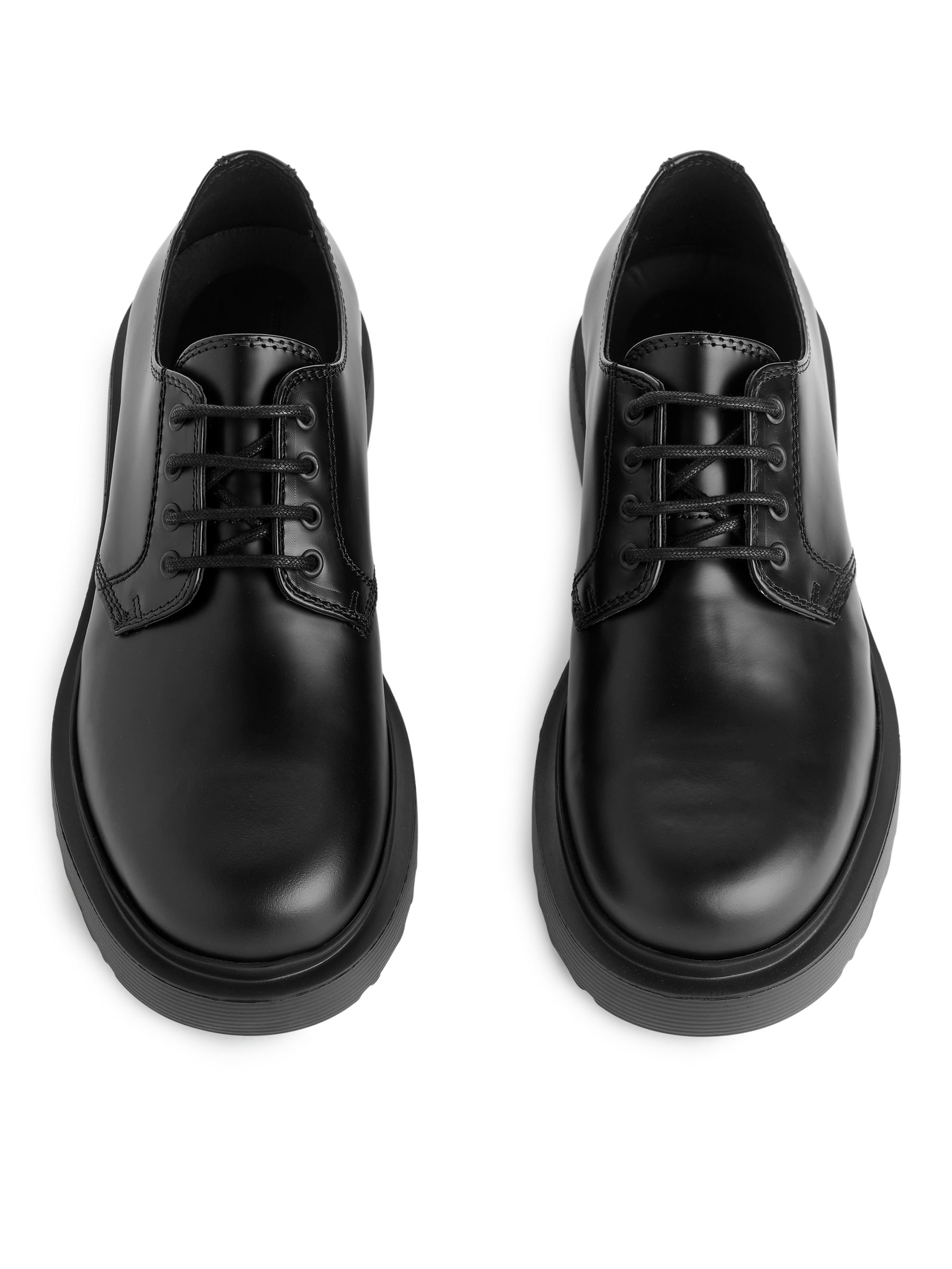 Chunky Leather Derby Shoes-#272628-3953