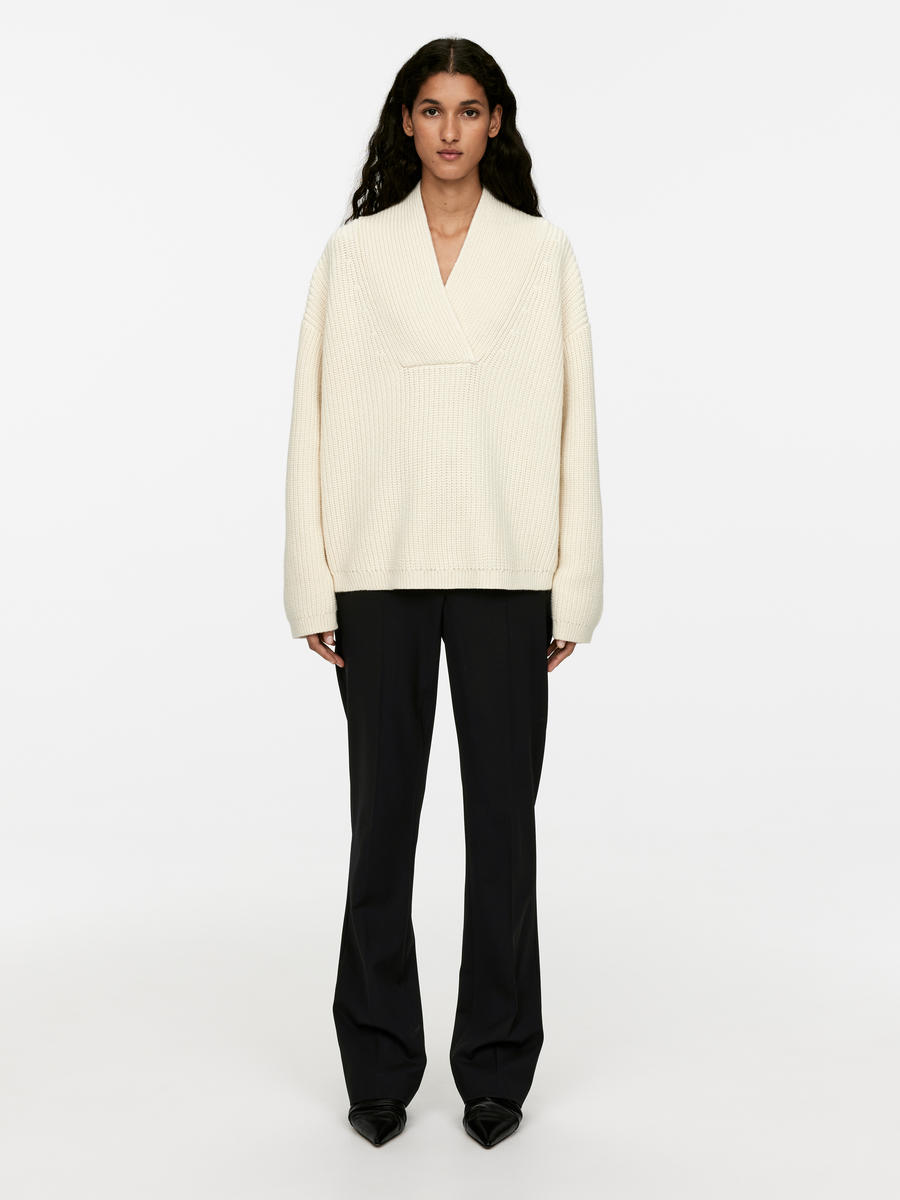 Shawl Collar Jumper - Off White - Relaxed fit - Women - 1235634001