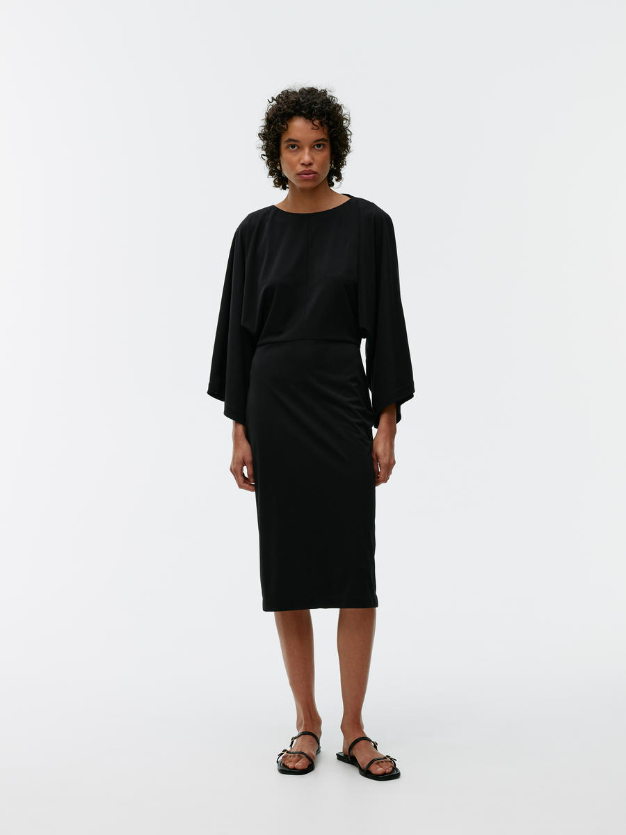 Boat-Neck Midi Dress - Black - Regular fit - Women - 1244309001