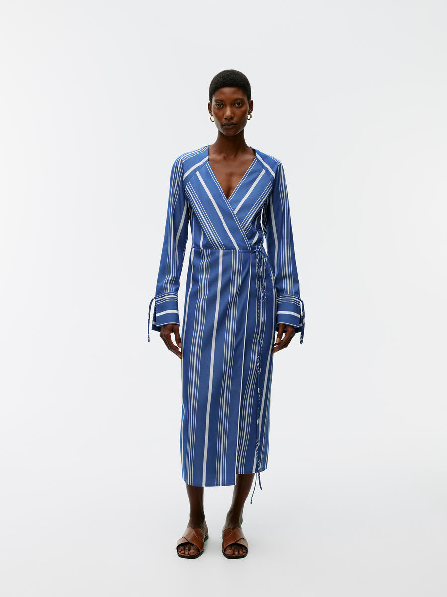 Midi Wrap Dress - Blue/White - Slim fit - Women - 1238051001