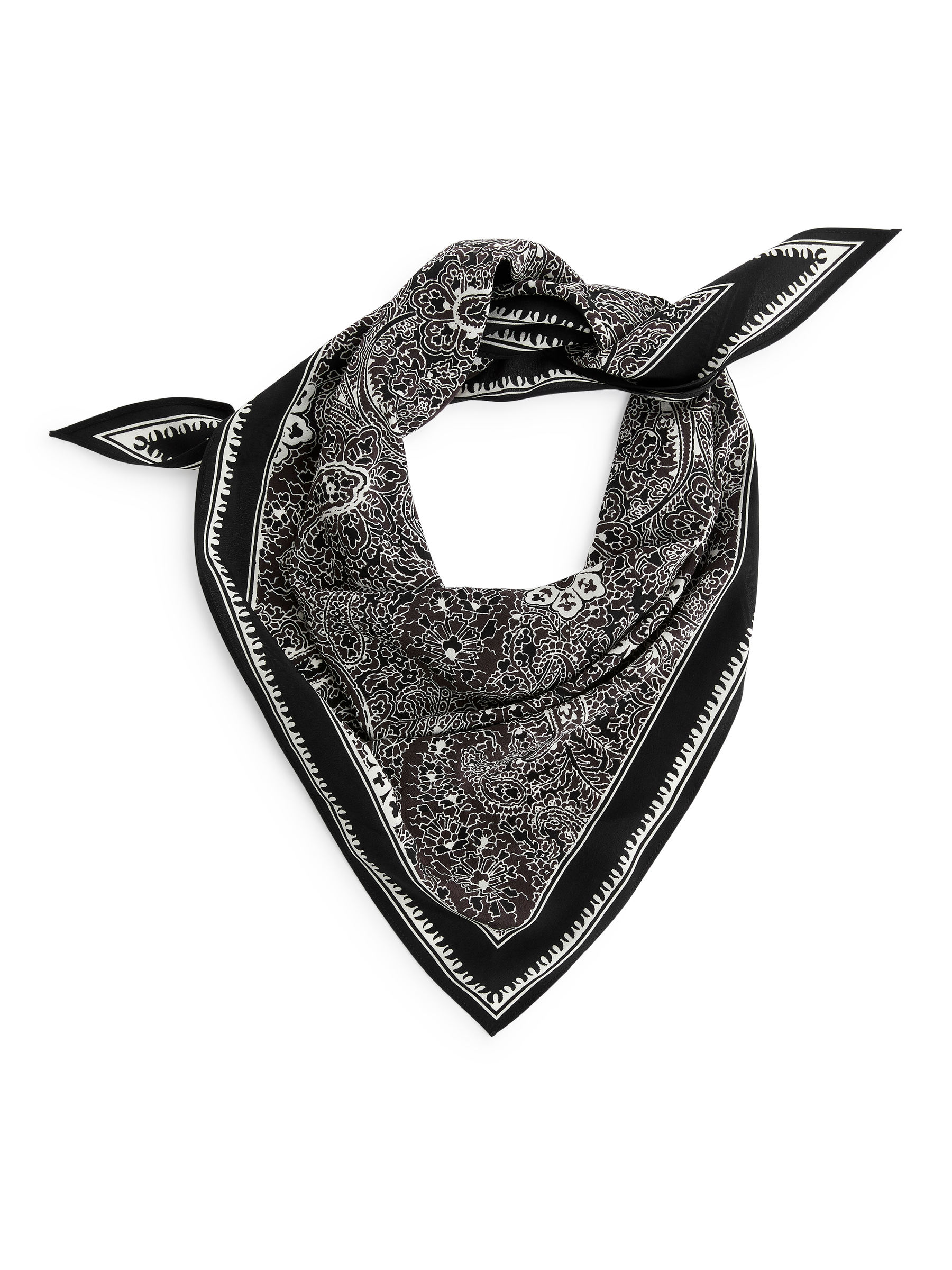 Triangle Silk Scarf - Black/White - Women - 1153900003