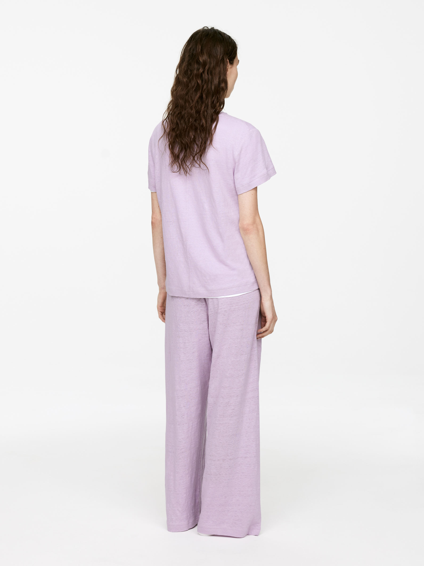 Fluid Linen Trousers - Lilac - Loose fit - Women - StillMedia/Lookbook - 3