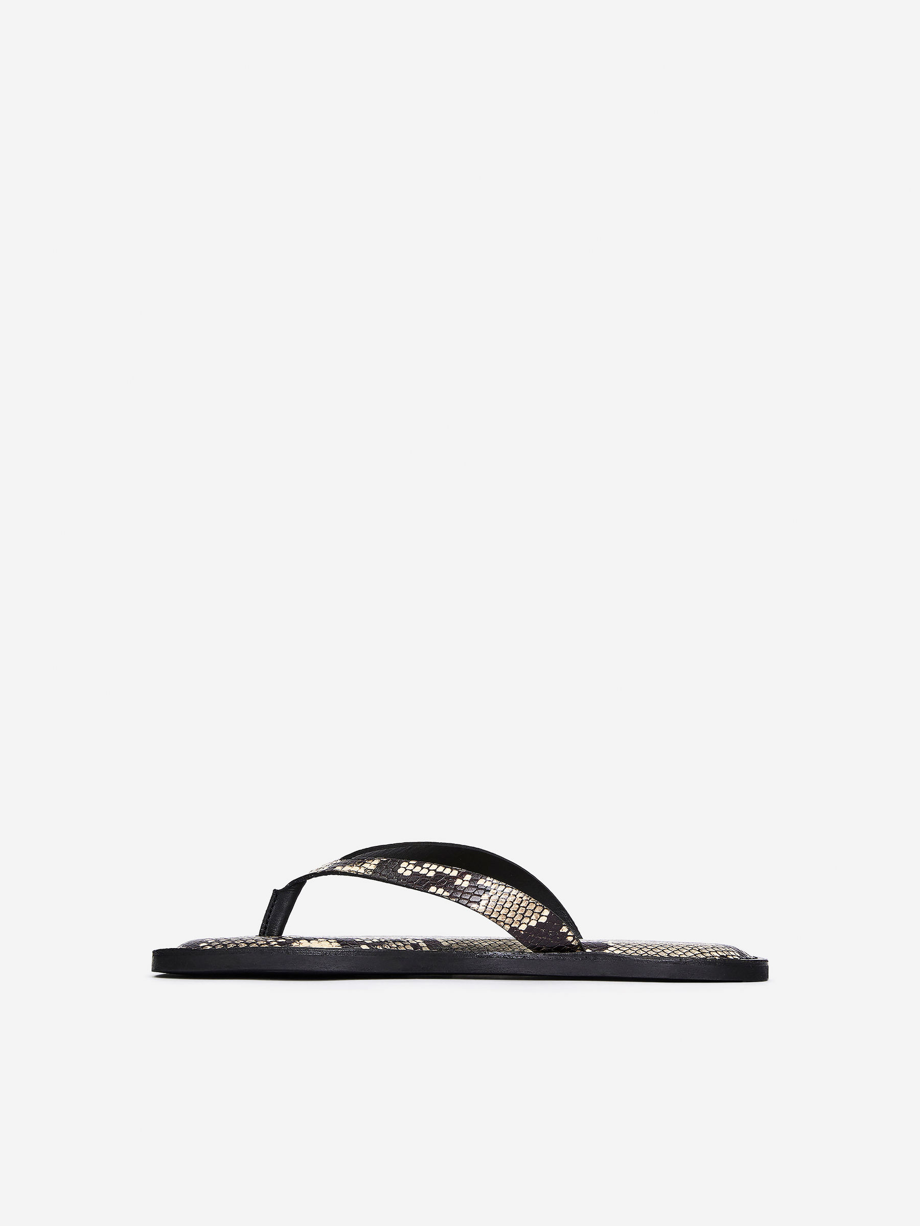 Leather Thong Sandals - Beige/Snake - Women - StillMedia/DescriptiveStillLife - 7