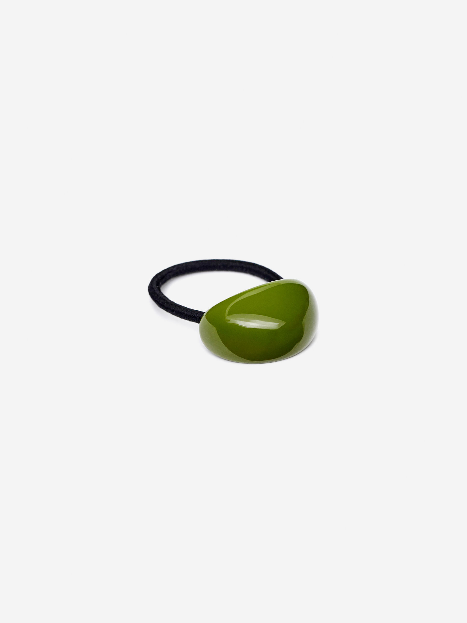 Resin-Detail Hair Tie-#7E7F46-15863
