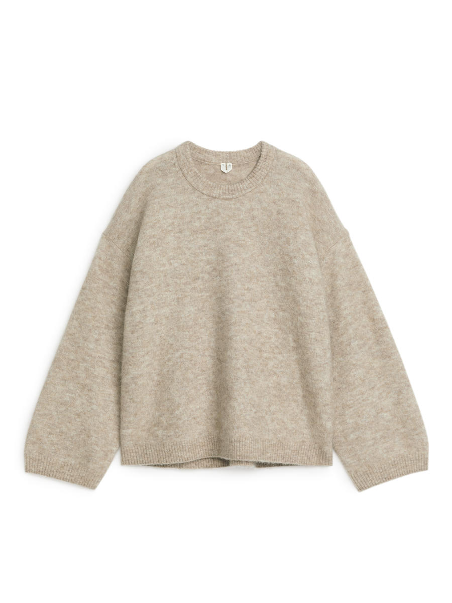 Alpaca-Wool Blend Jumper-Beige-11209