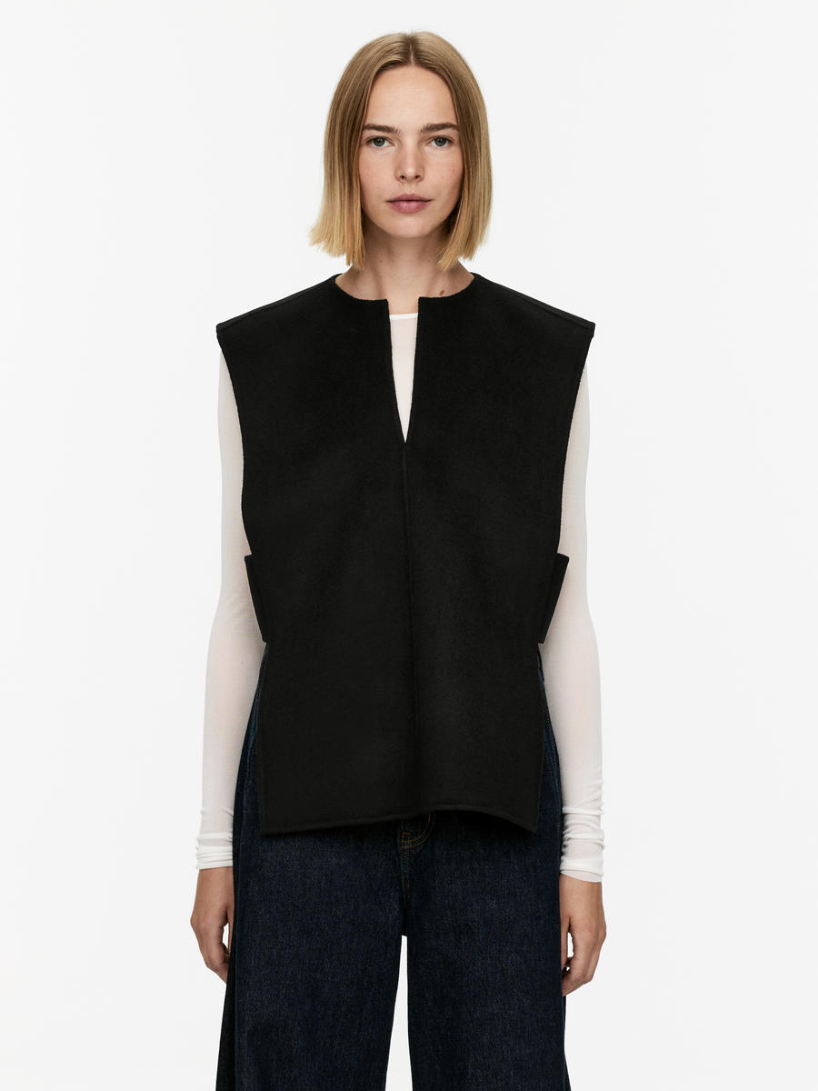 Wool-Blend Doublé Vest-#272628-13037