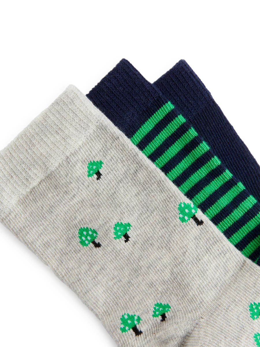 Cotton Socks Set of 3-#5B9C60-12587