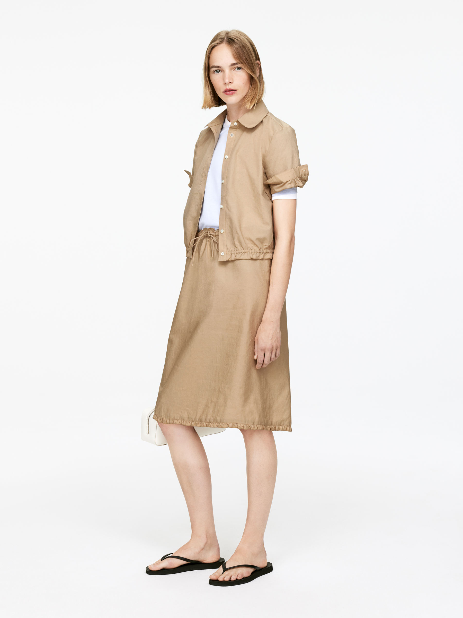 Linen-Cotton Frill Skirt - Beige - Regular fit - Women - StillMedia/Lookbook - 3