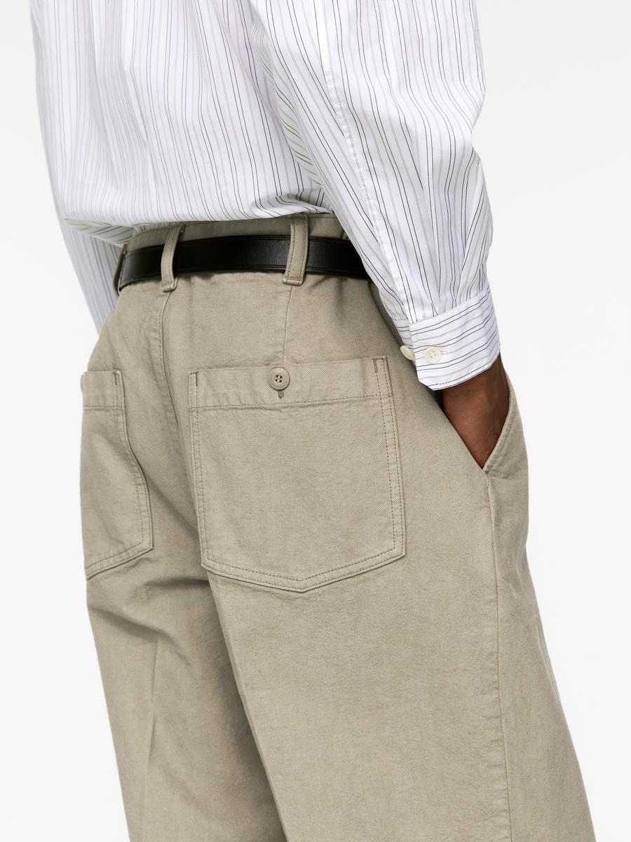 Cotton Canvas Utility Trousers-#9B958B-547