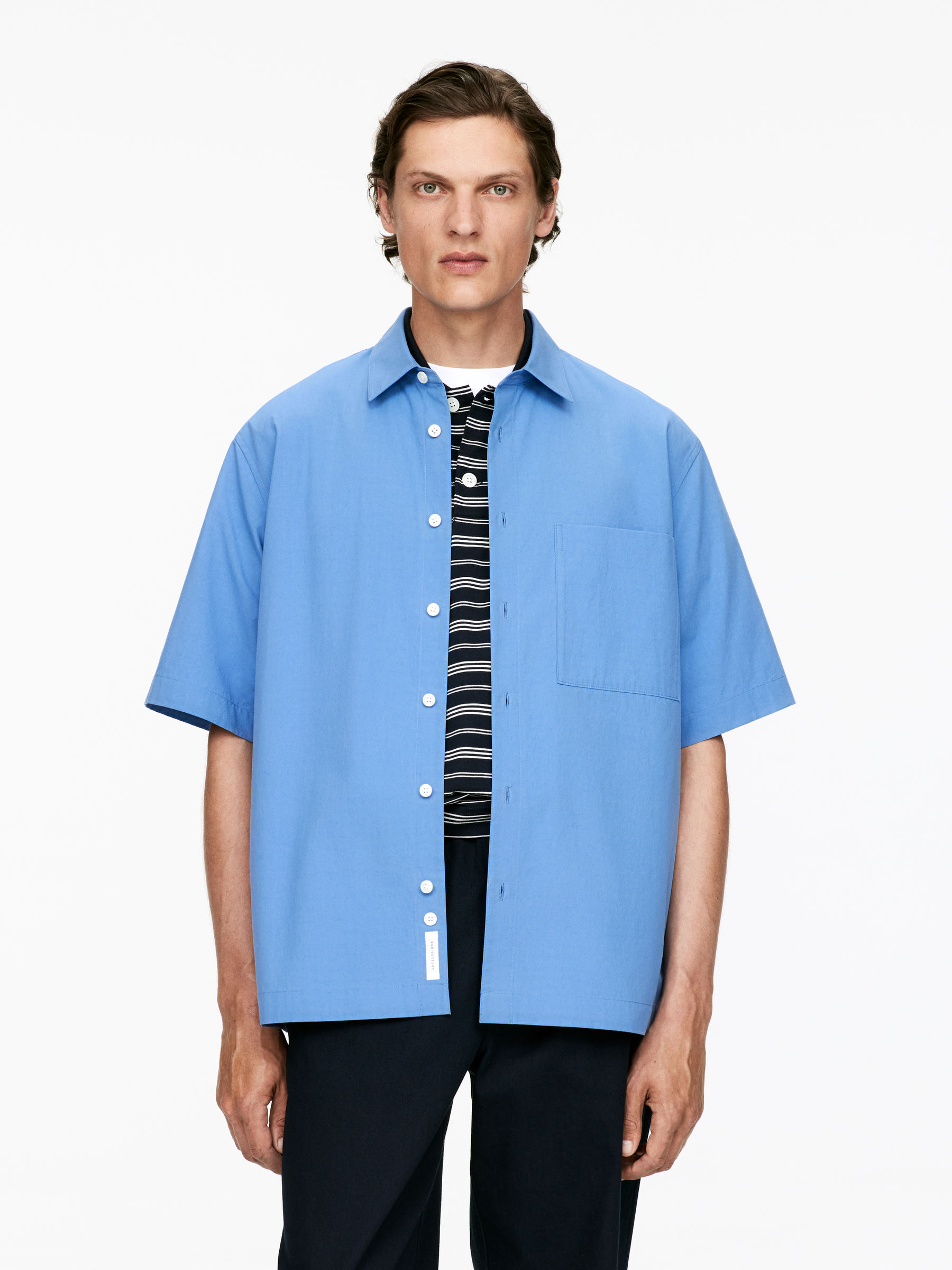Oversized Poplin Shirt-#5B71A4-15590