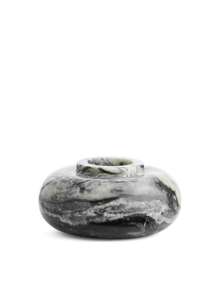 Marble Candle Holder-#7C8286-12958