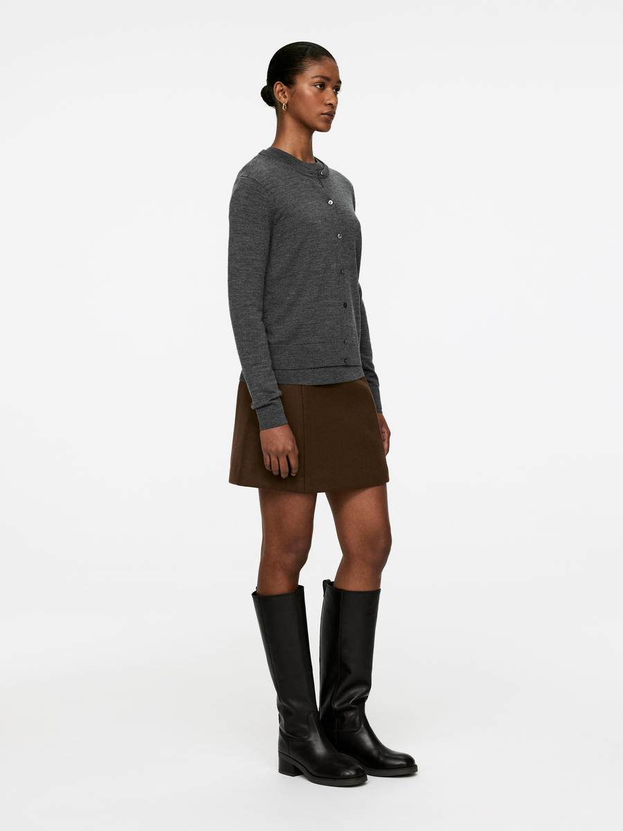 Wool Mini Skirt-#534737-13859