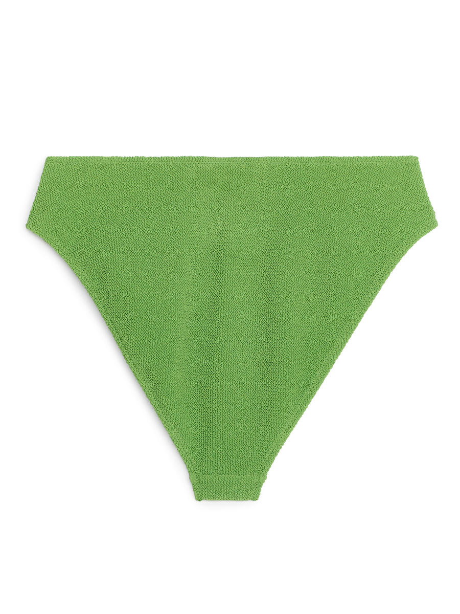 Mid Waist Crinkle Bikini Bottom-#718D52-1769