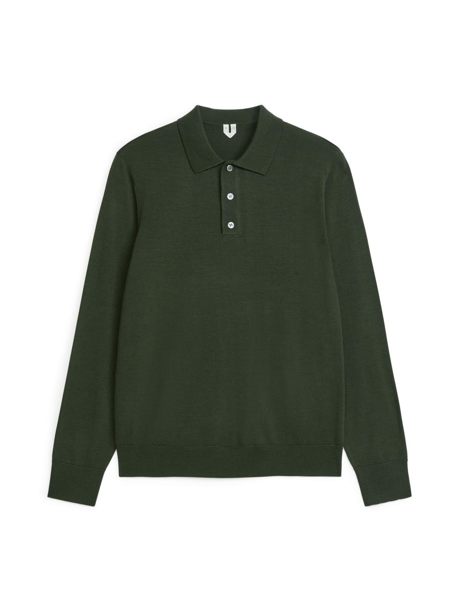 Merino Polo Jumper-#3A3931-9659