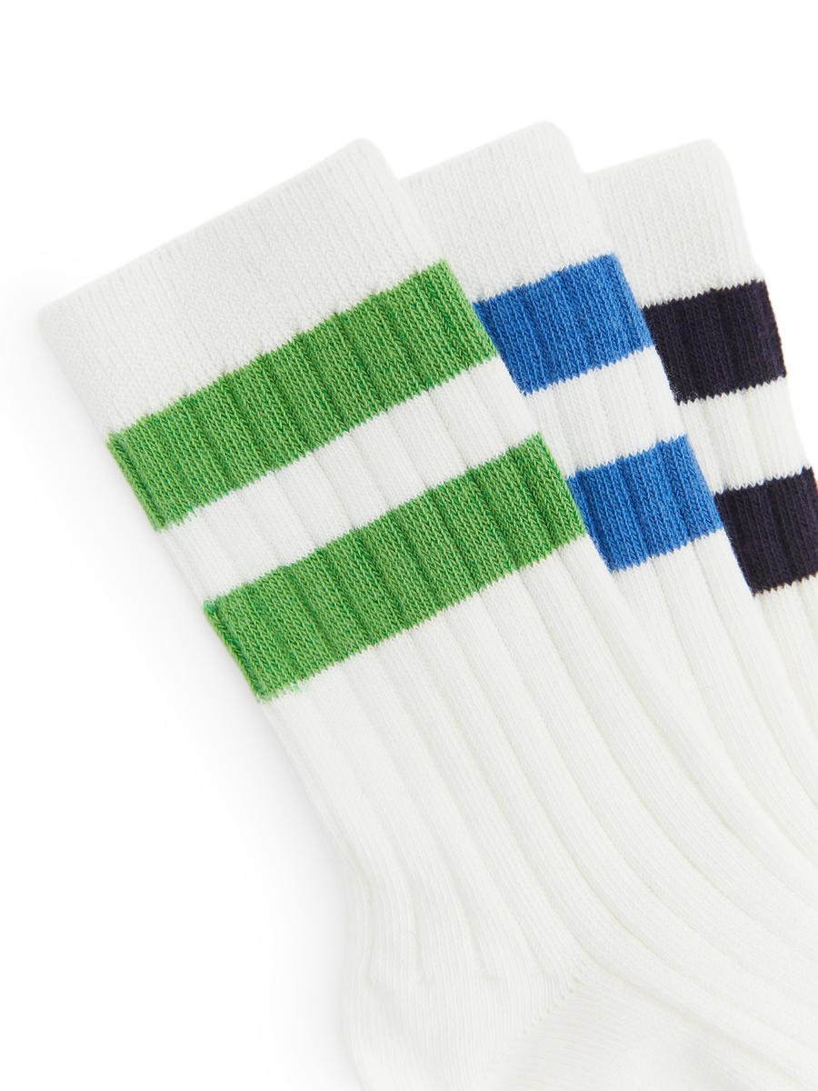 Rib Knit Socks Set of 3-#23263B-6398