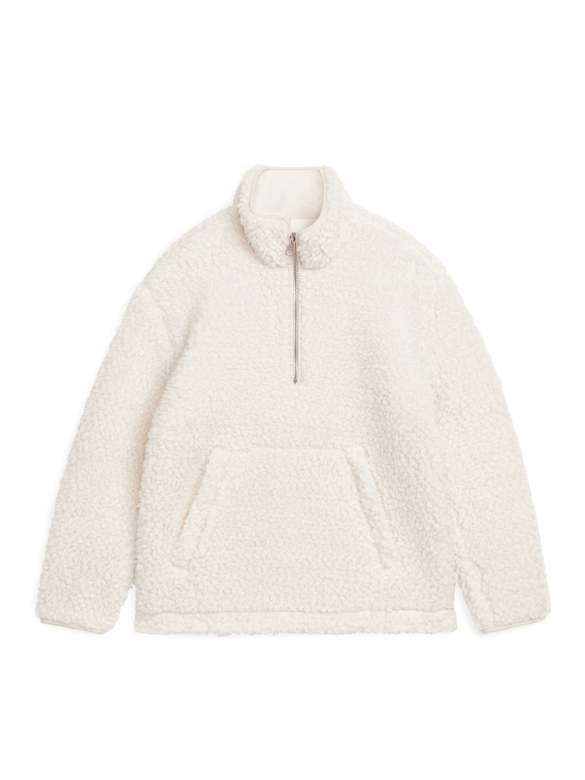 Oversized Half-Zip Pile Jacket – Off-White – Men – ARKET EU