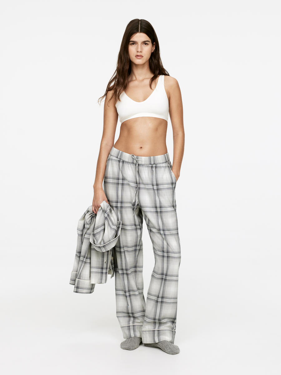 Flannel Pyjama Trousers - Grey/Checkered - Regular fit - Women - 1256288001