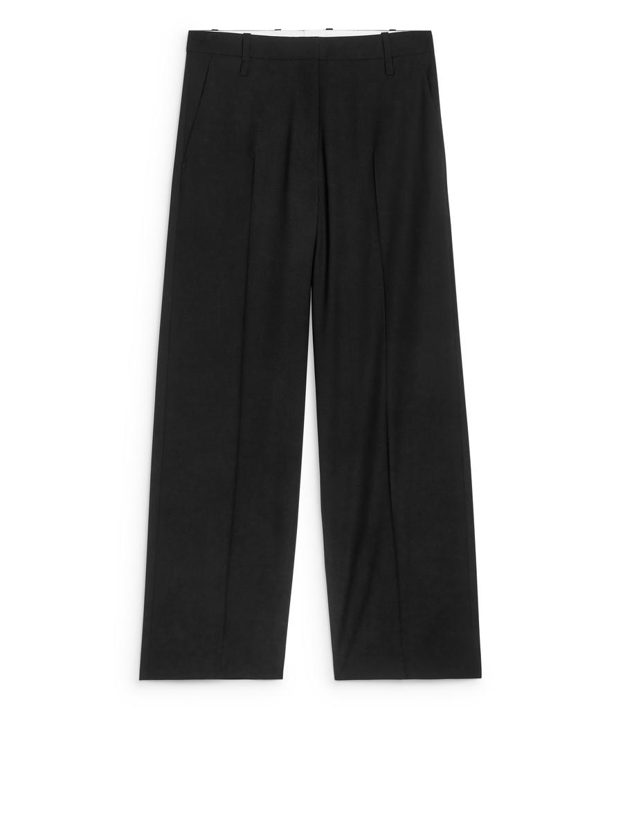 Pantalon à plis pressés-Noir-12988