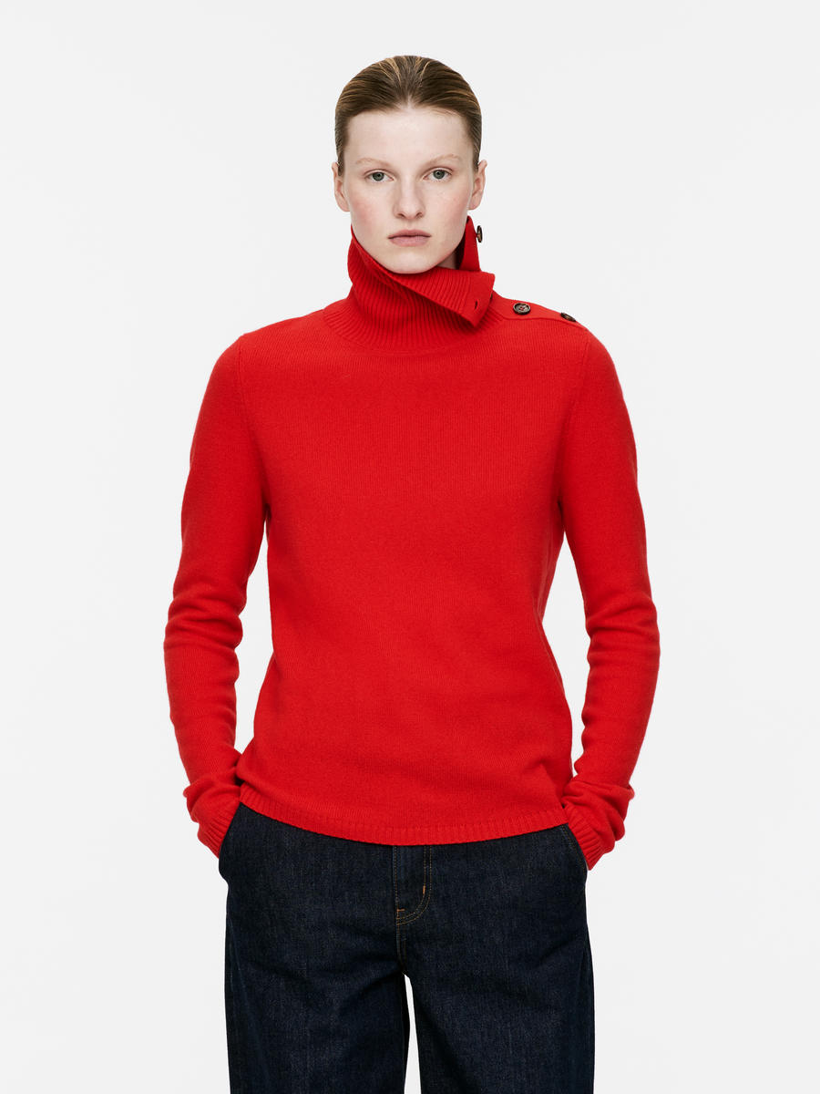 Soft Merino Wool Roll-Neck-#CD212A-13618