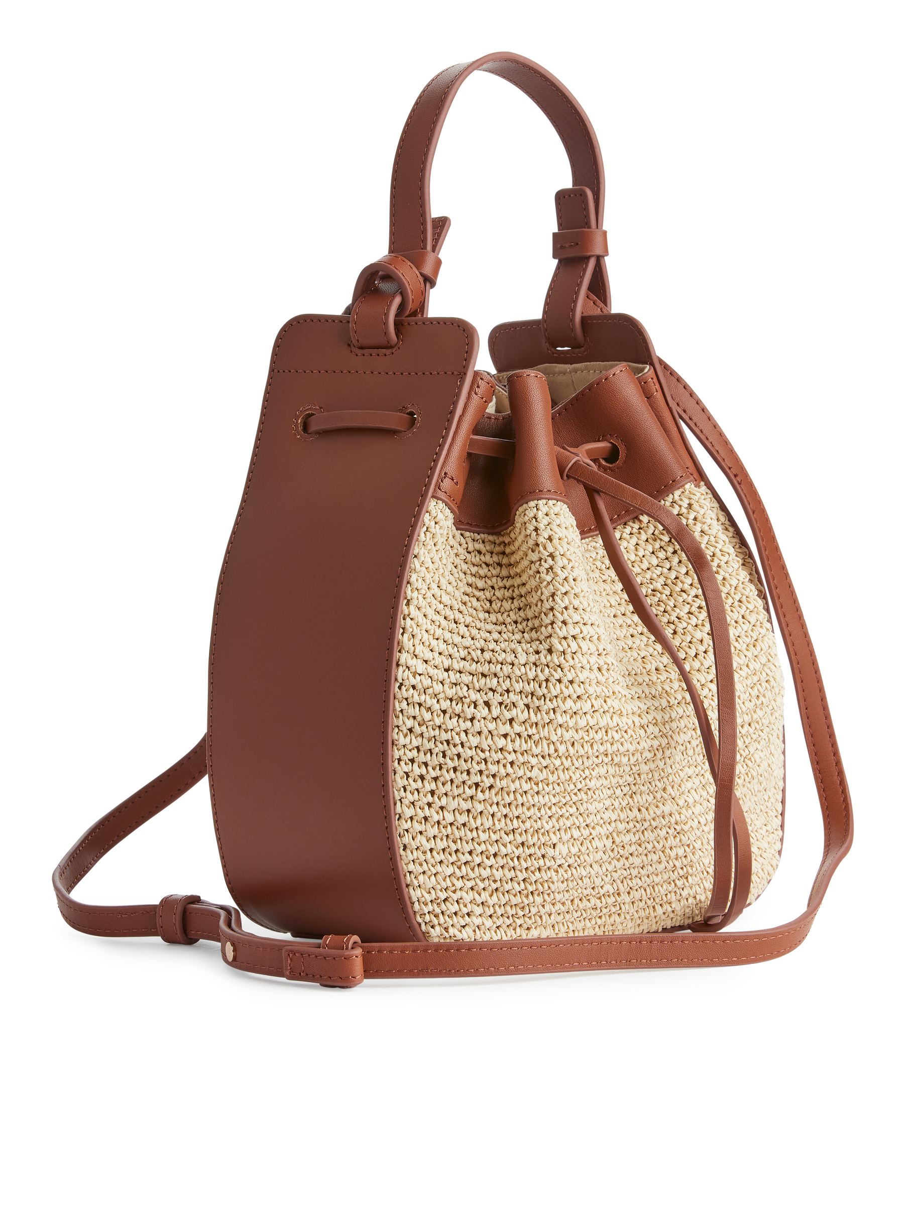 Leather Trimmed Straw Bag - Beige/Brown - Women - StillMedia/DescriptiveStillLife - 1