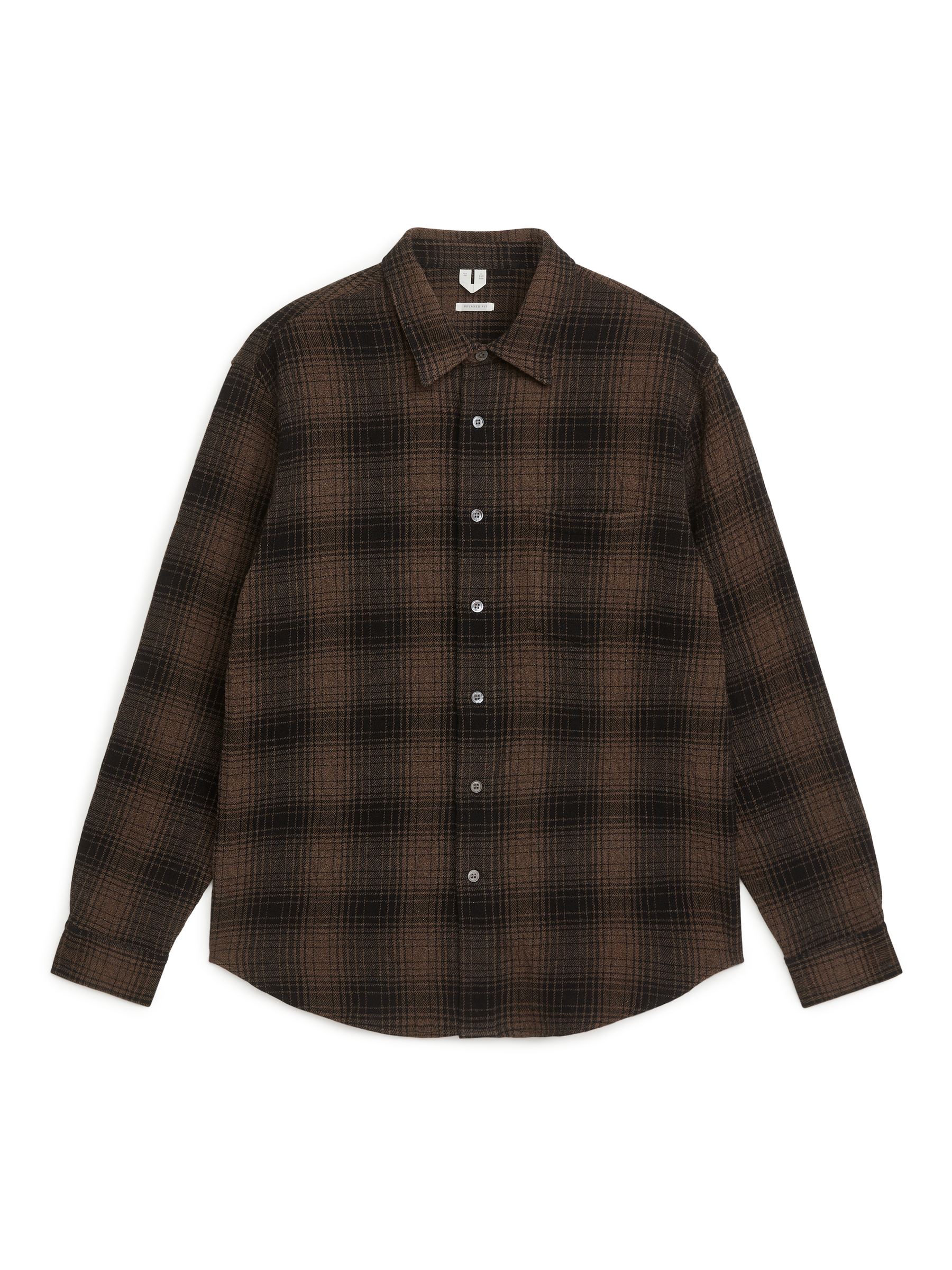 Camisa de lana y algodón con textura-#3D3A37-10962