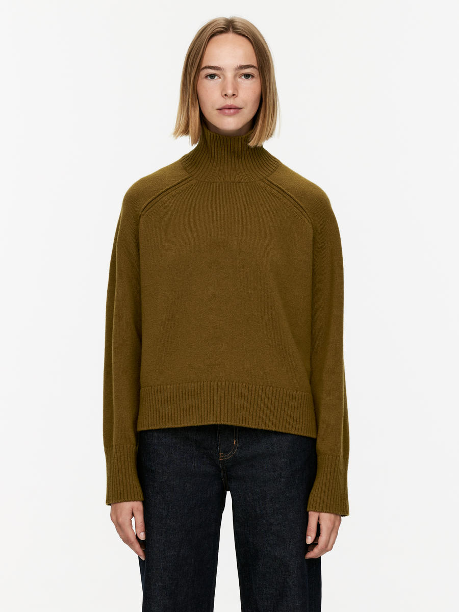 Roll-Neck Wool Jumper-#684F24-12350