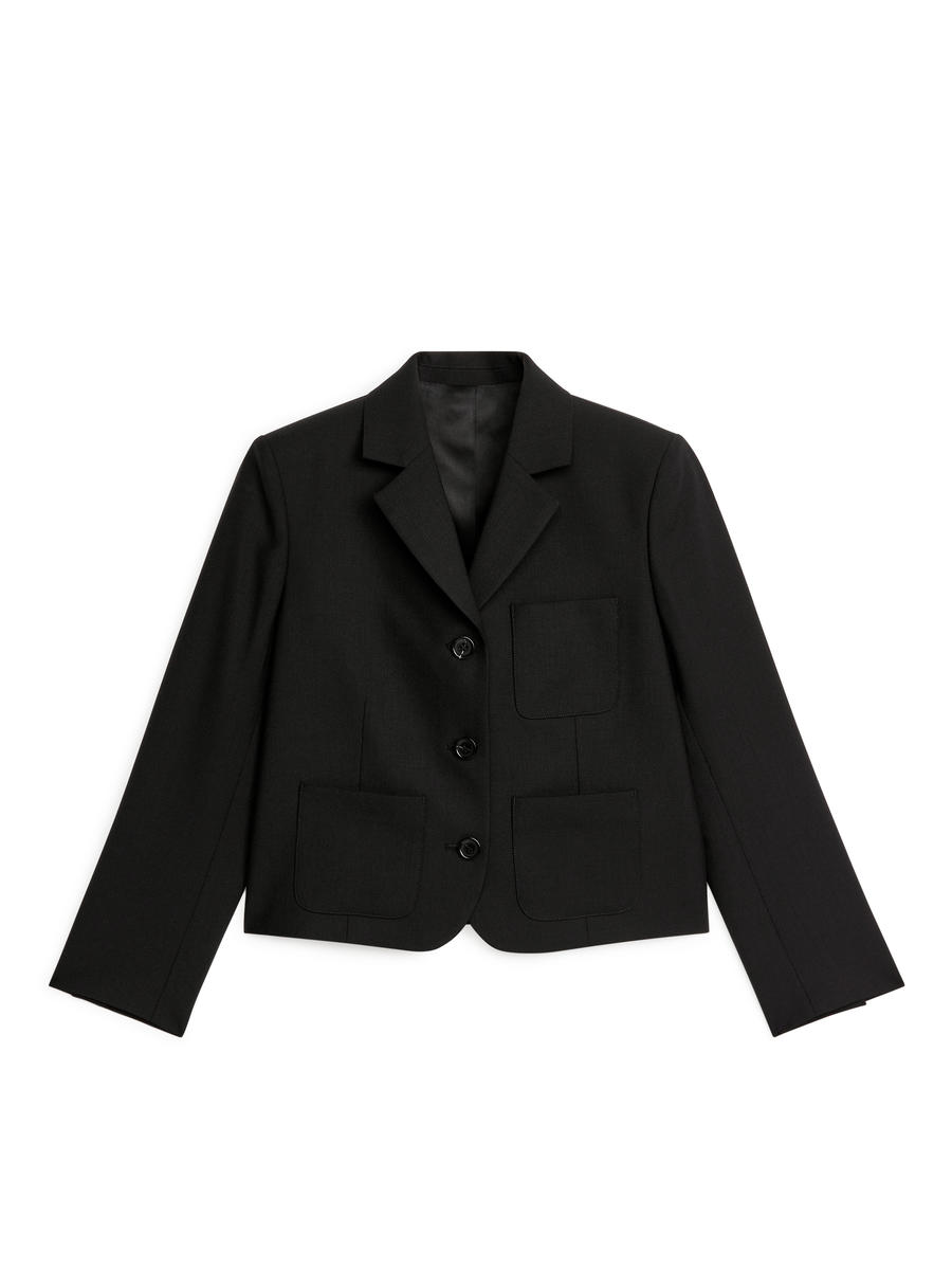 Kurzer Blazer aus Wollmischung - Schwarz - Regular Fit - Women - 1193832001