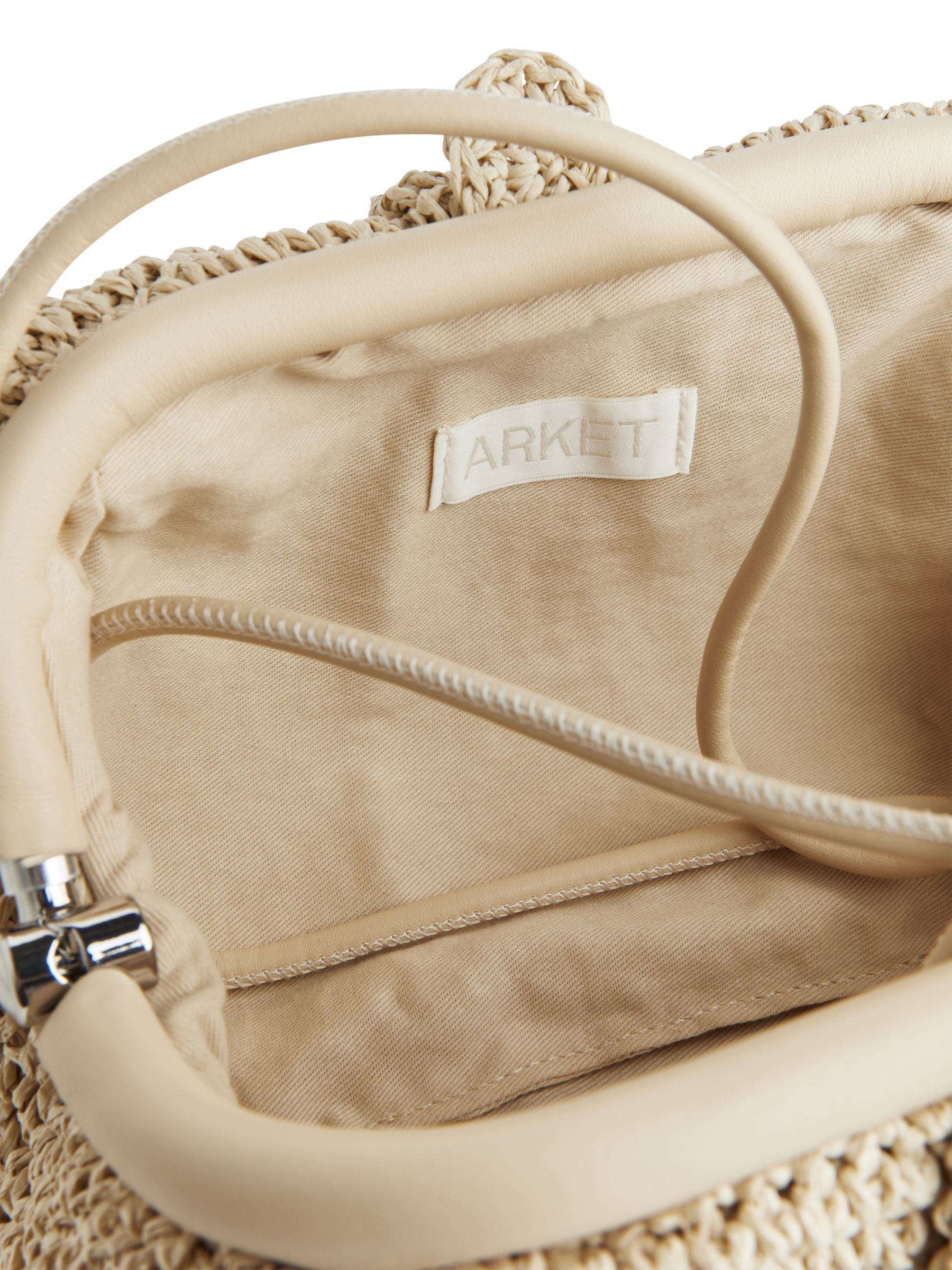Bolso de mano de paja con adornos de piel - Beige claro - Women - StillMedia/DescriptiveDetail - 3