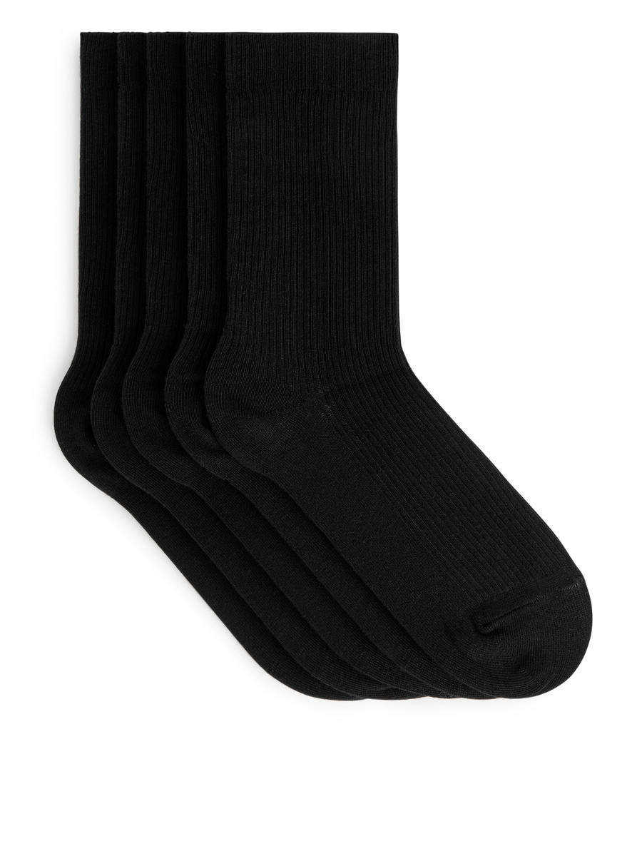 Gerippte Baumwollsocken im 5er-Pack-#272628-6126