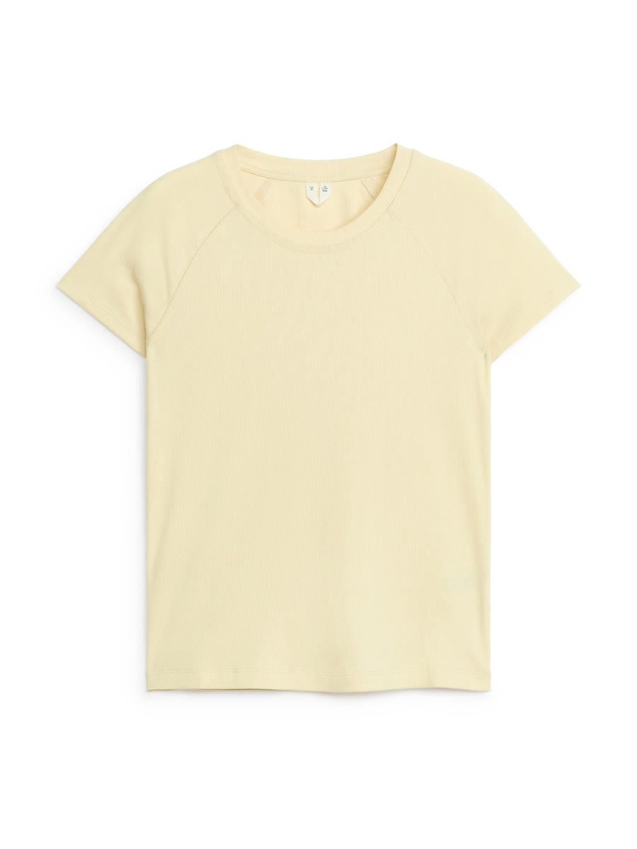 Ribbed T-Shirt - Light Yellow - Slim fit - Women - 1216665002