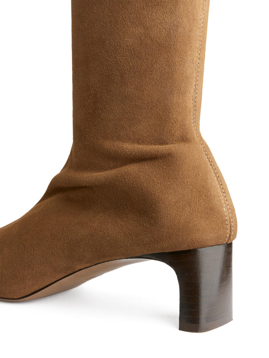 Suede Over Knee Boots-#68513C-7687