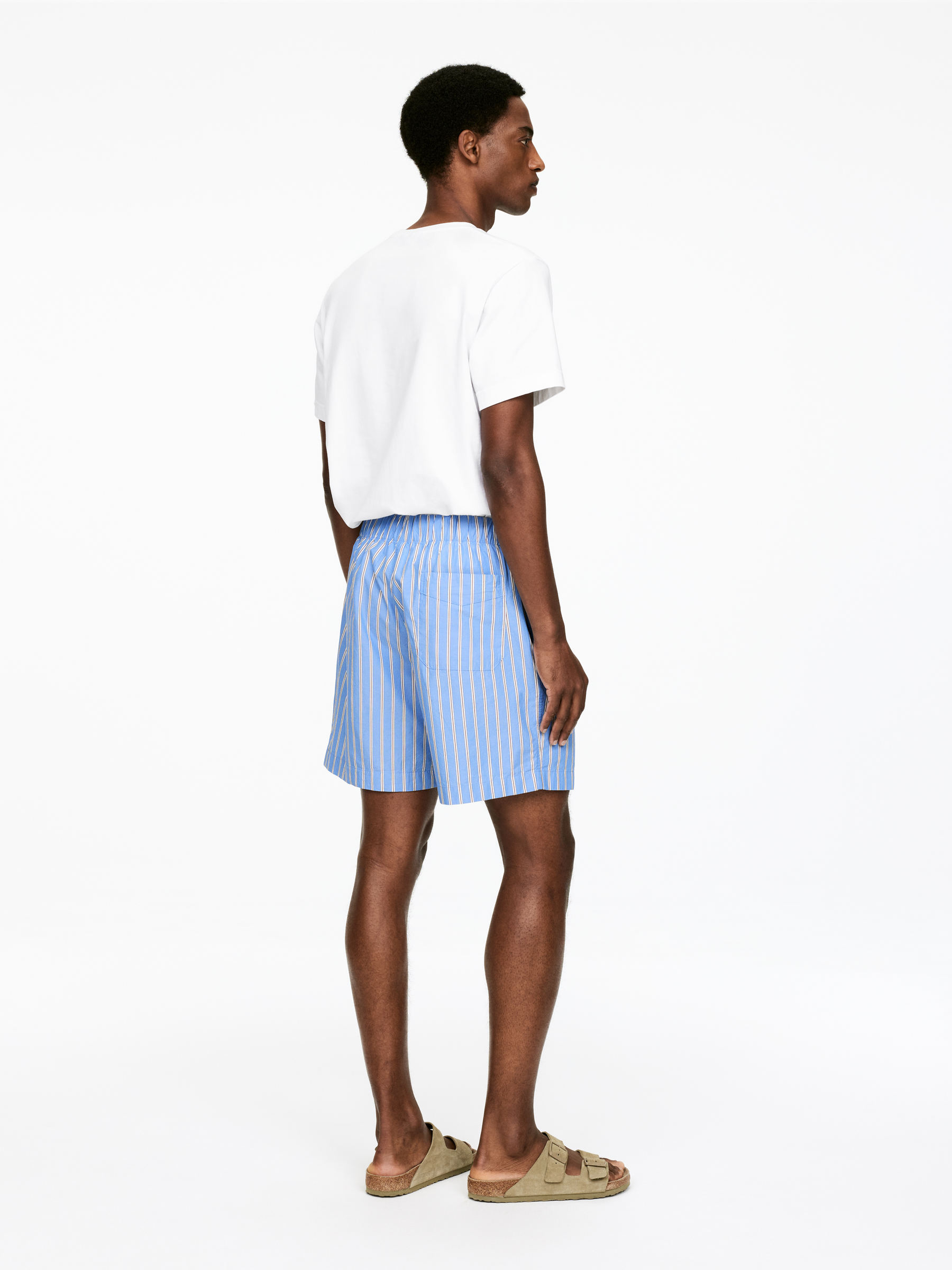 Pyjama Shorts - Blue/White/Brown - Regular fit - Men - StillMedia/Lookbook - 3