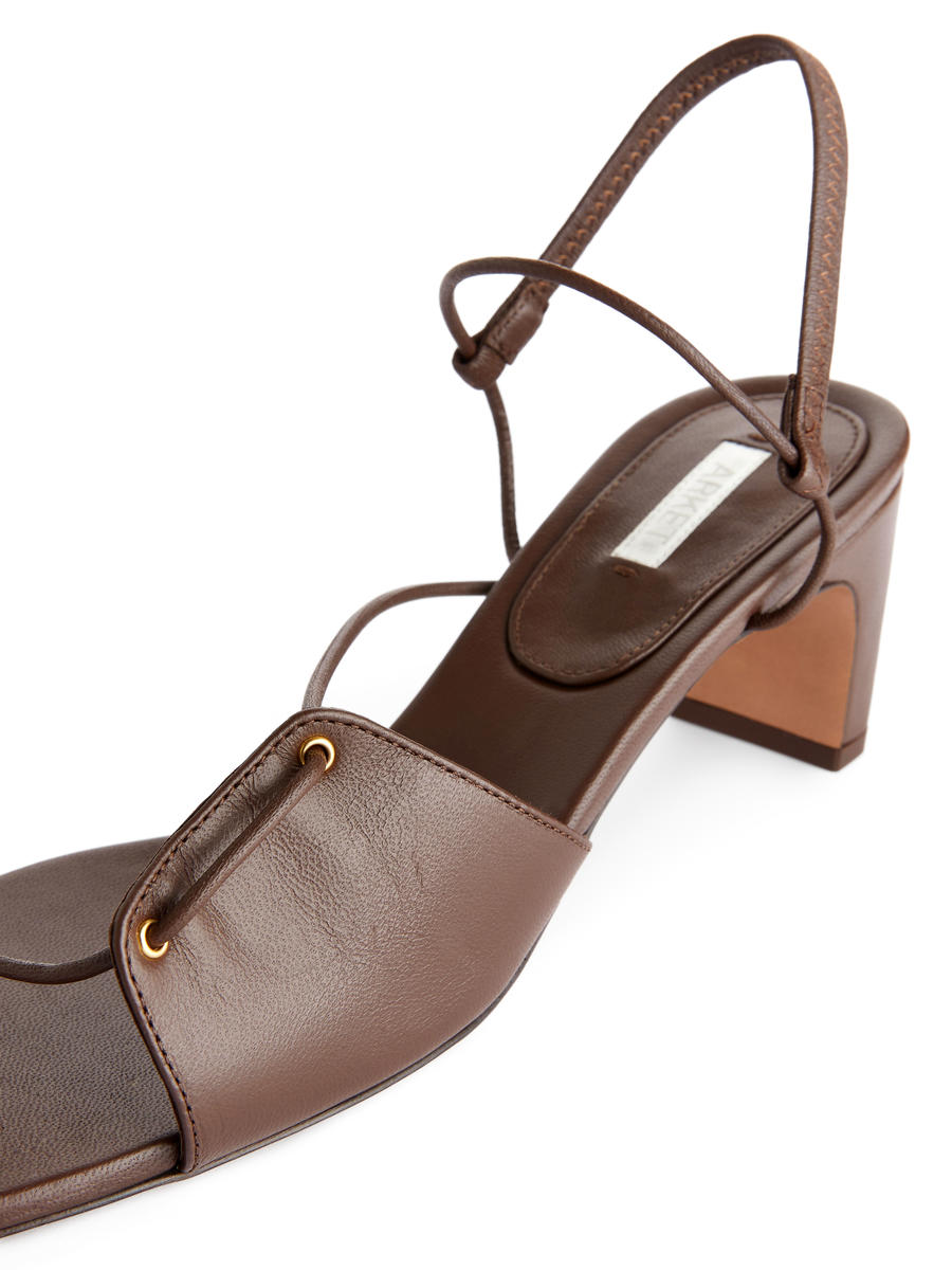 Leather Strap Sandals - Dark Brown - Women - 1220133001