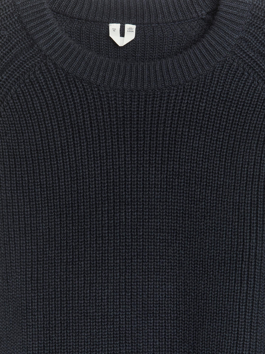 Linen Cotton Jumper - Dark Blue - Regular fit - Men - 1223221002