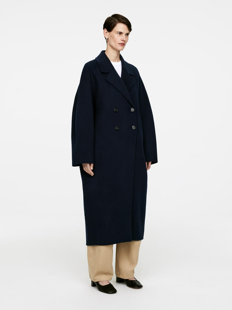 Oversized navy wool coat deals