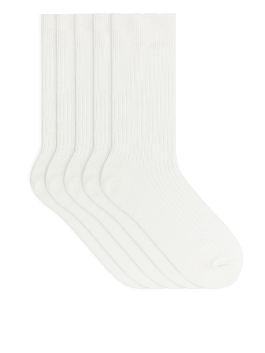 Gerippte Socken aus Supima-Baumwolle, 5er-Pack-#EFEFDF-1551