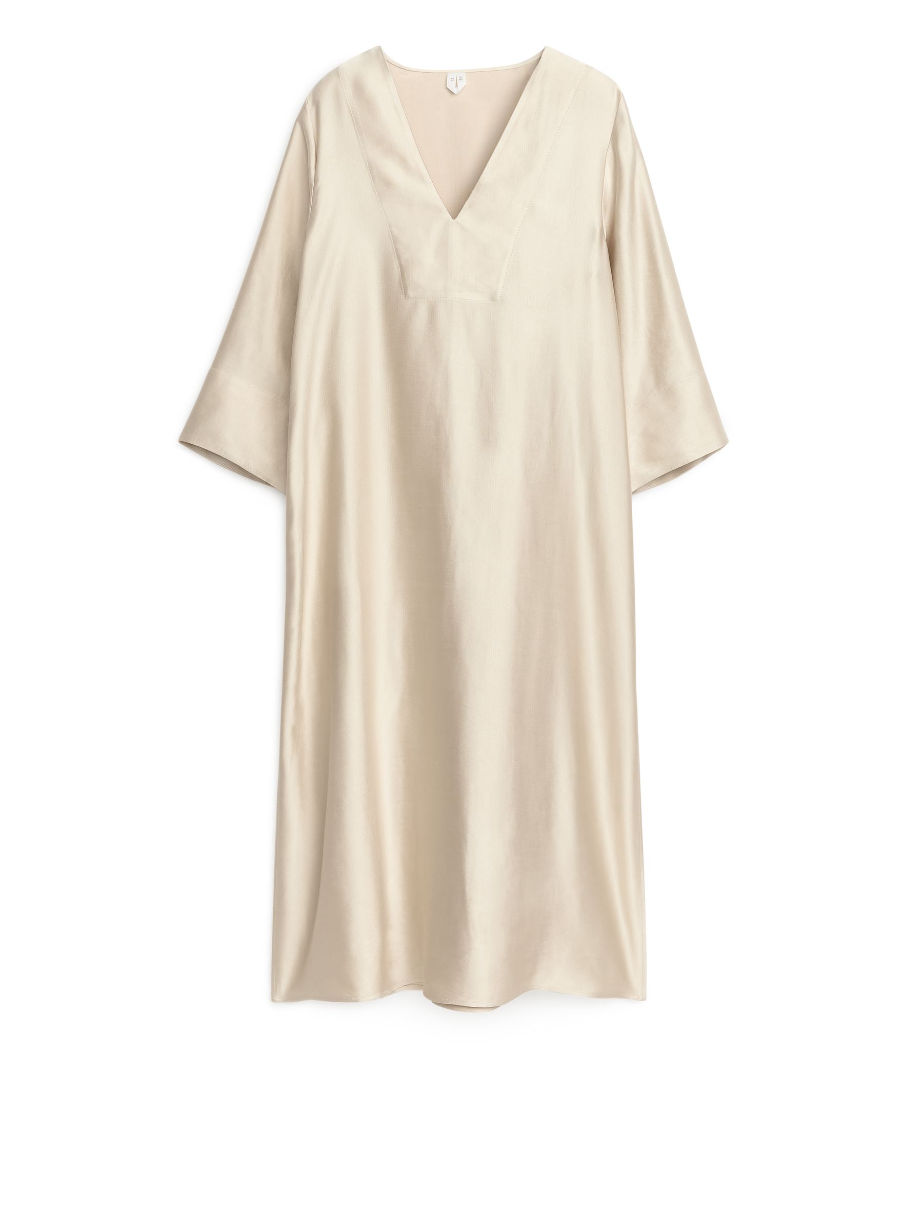 Linen Blend Tunic Dress - Light Beige - Loose fit - Women - StillMedia/DescriptiveStillLife - 1