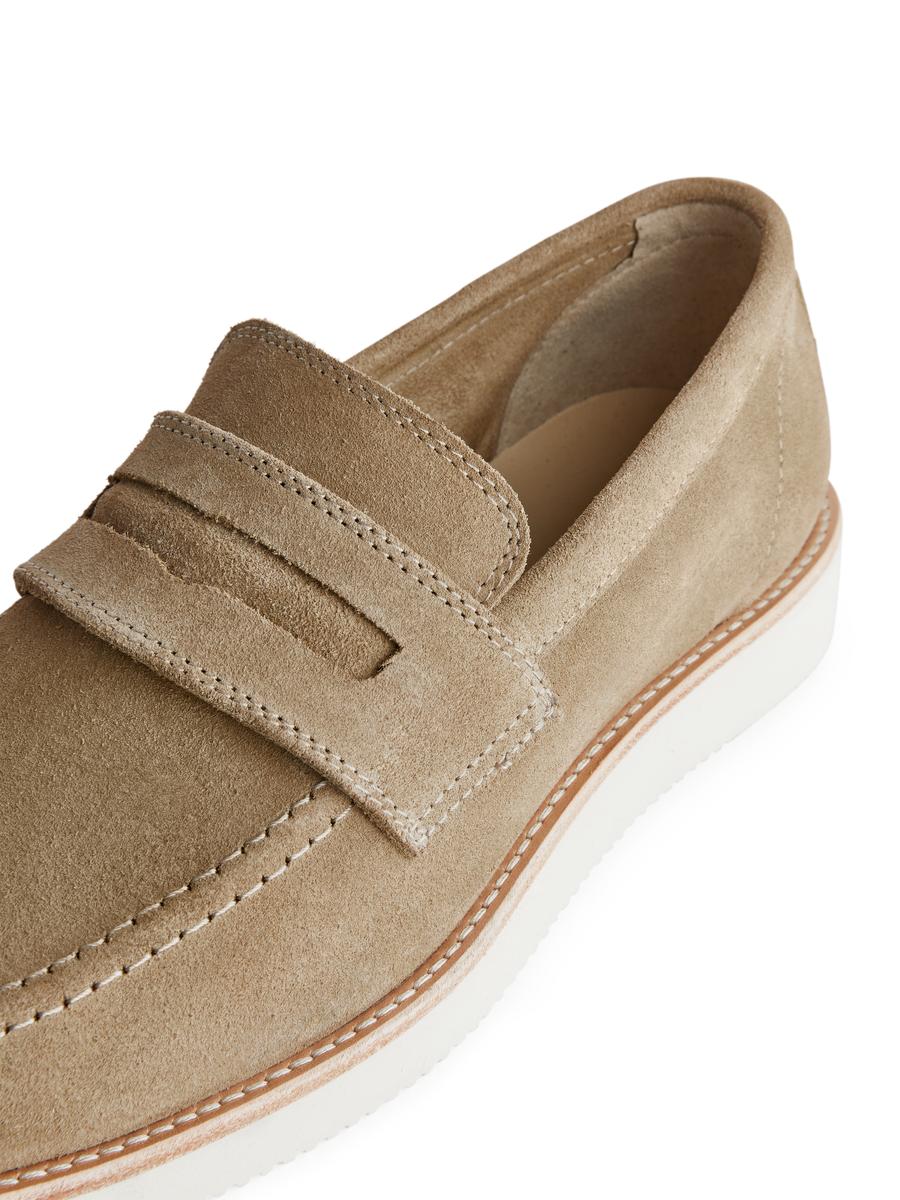 Loafer aus Veloursleder mit VIBRAM®-Sohle-#DED8C5-5836