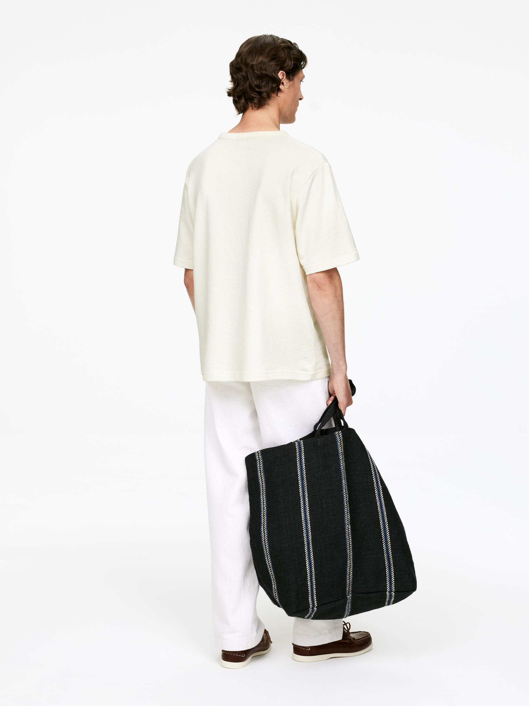 Relaxed Bouclé T-Shirt - Off White - Loose fit - Men - StillMedia/Lookbook - 5