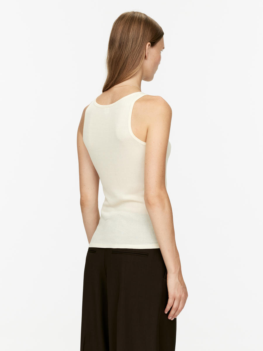 Silk Tank Top-#F0EDD7-2546