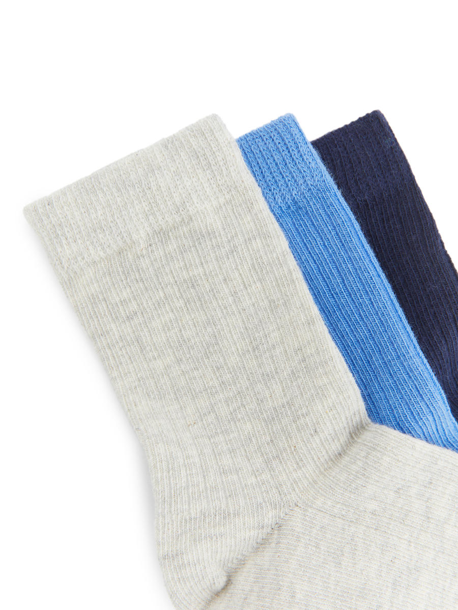 Rib Knit Socks, 3 Pairs-#657CBE-10924